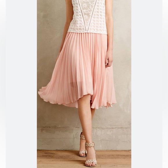 Meadow Rue I Anthropologie Scalloped Pleats Midi Skirt - Picture 1 of 8